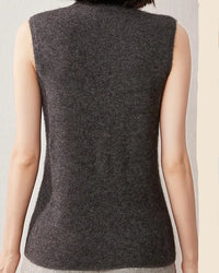 Cashmere Knitted Sleeveless Mock Neck Sweater