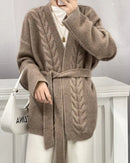 Cashmere Belted Knit Cardigan