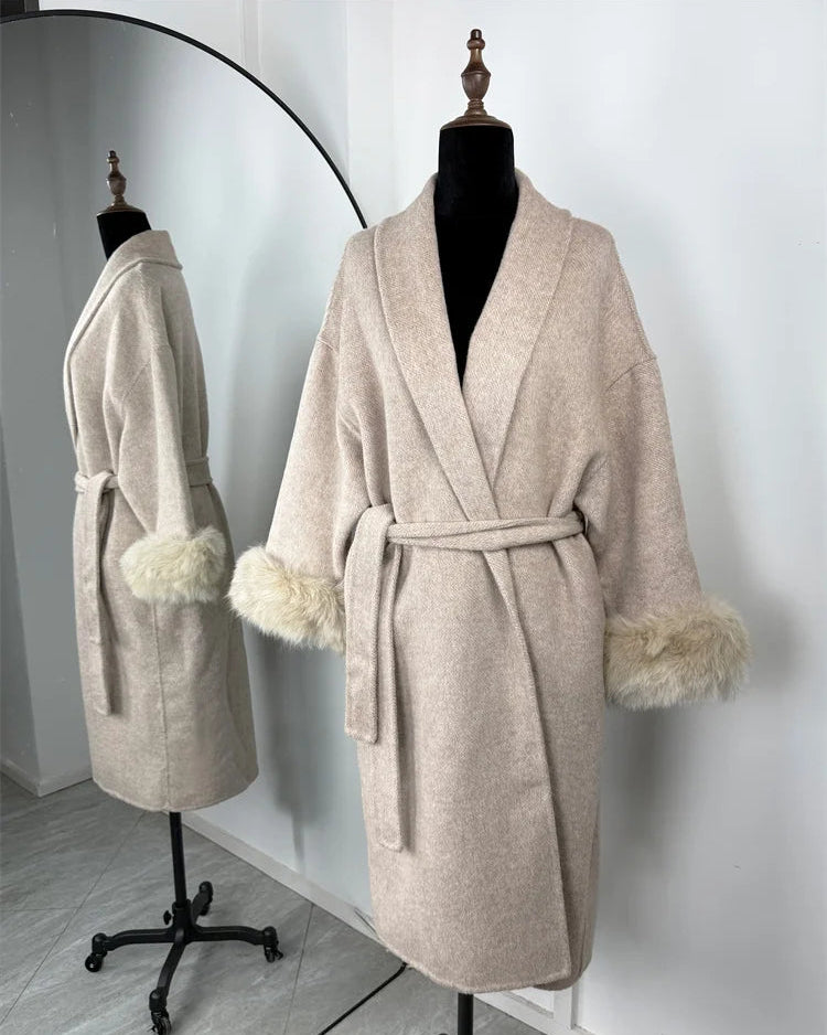 Double-Faced Wool Blend Long Overcoat