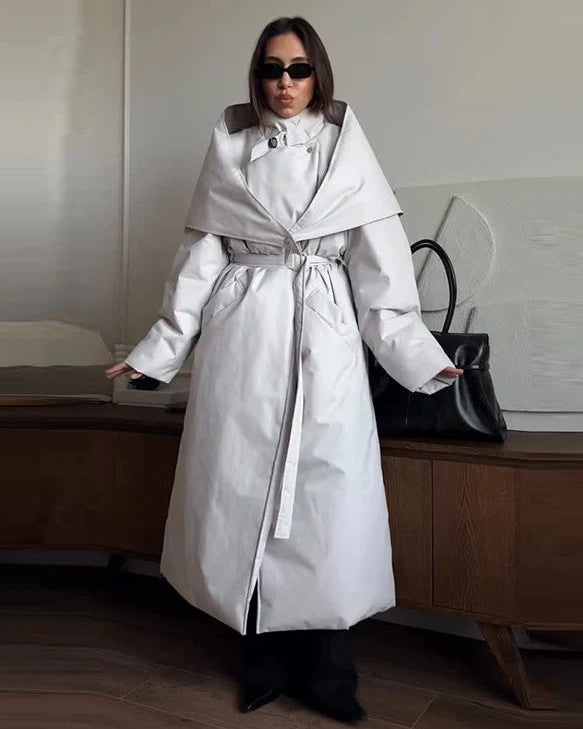 Long Padded Shawl Collar Coat