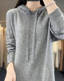 Drawstring Hooded Wool Dress