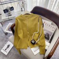 Round-Neck Short Knitted Cardigan