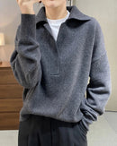 A polo neck sweater in extrafine merino wool with an extra-heavy knit and tidy collar, designed for soft, warm layering in autumn and winter.