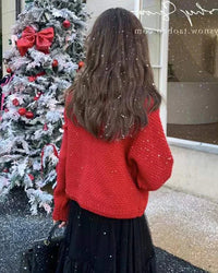Women's Cropped Button Front Knit Cardigan