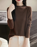 Loose-Fit Crew Neck Long-Sleeve Knitted Pullover