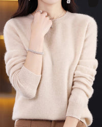 Merino Wool O-Neck Knit Sweater