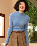 High-Neck Pullover Slim-Fit Cashmere Knit Sweater