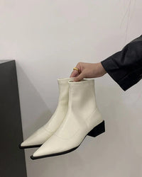 Stylish Square-Heeled Pointed-Toe Ankle Boots