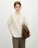 Casual V-Neck Loose Short-Sleeved Shirt