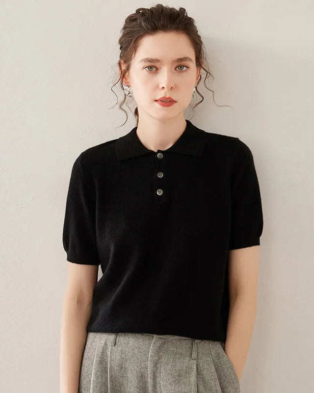 Women's Short Sleeve Polo Sweater