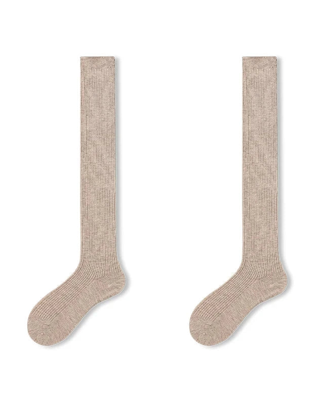 Wool Blend Ribbed Thigh-High Socks