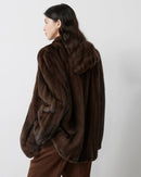 Faux Mink Fur Solid Stand Collar Pocket Short Coat