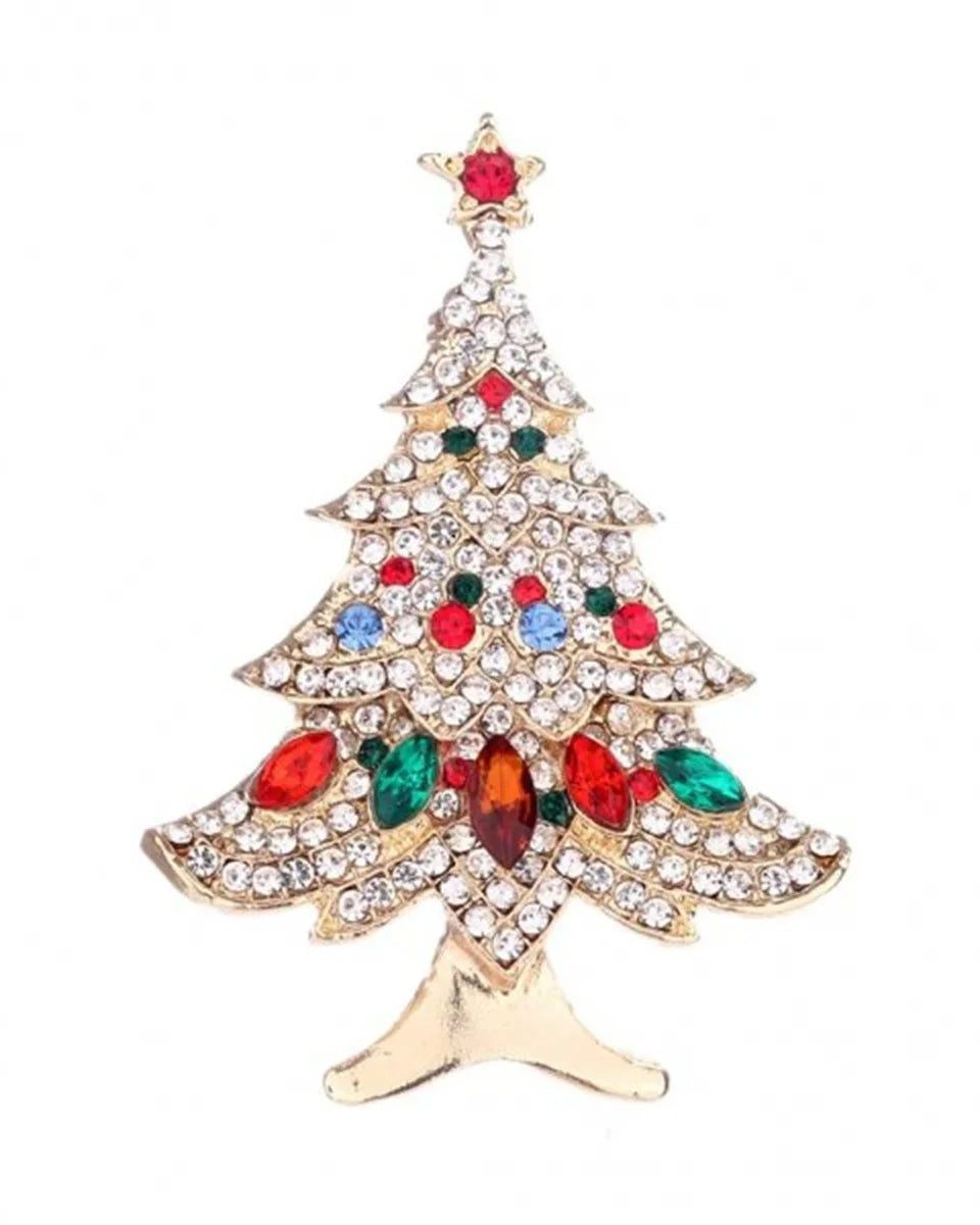 Christmas Tree Rhinestone Brooches Pins