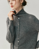 Cashmere Reversible Turtleneck Cardigan Sweater