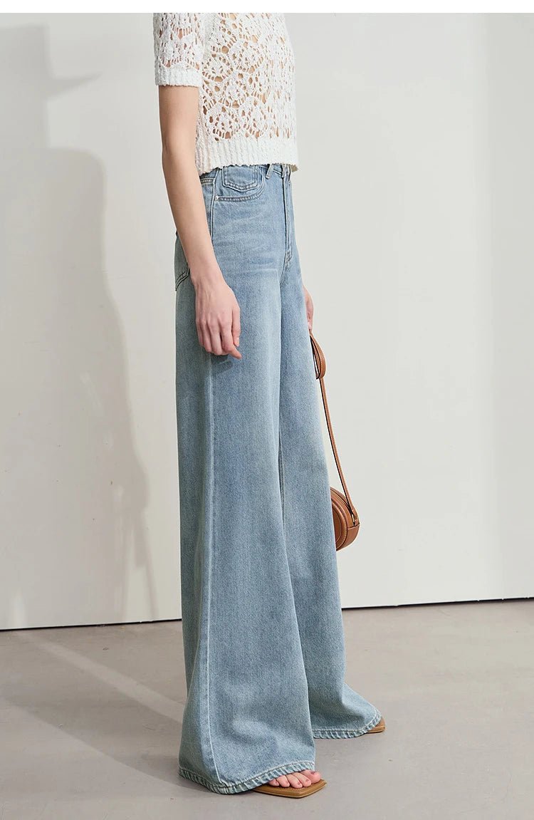 Versatile Denim Low Waist Thin Wide Leg Pants