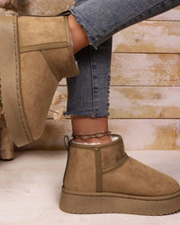 Flannel Slip-On Snow Ankle Boots