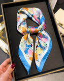 Floral Print Satin Square Scarf