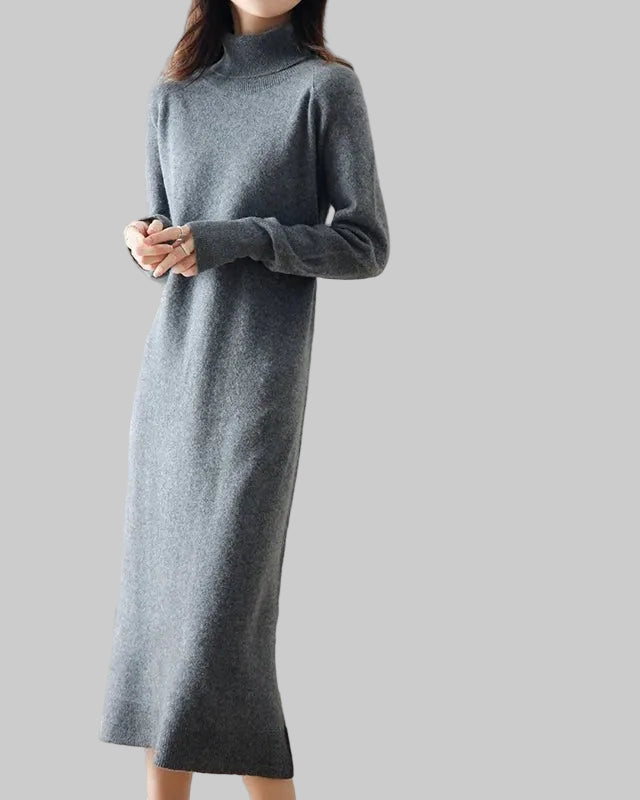 Turtleneck Pure Wool Knitted Dress