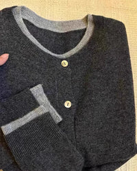 Cashmere Knitted Cardigan Faux Two-Piece Sweater