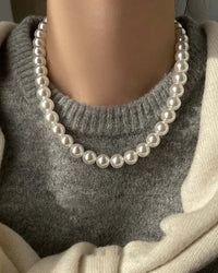 Pearl Beaded Magnetic Clasp Clavicle Necklace
