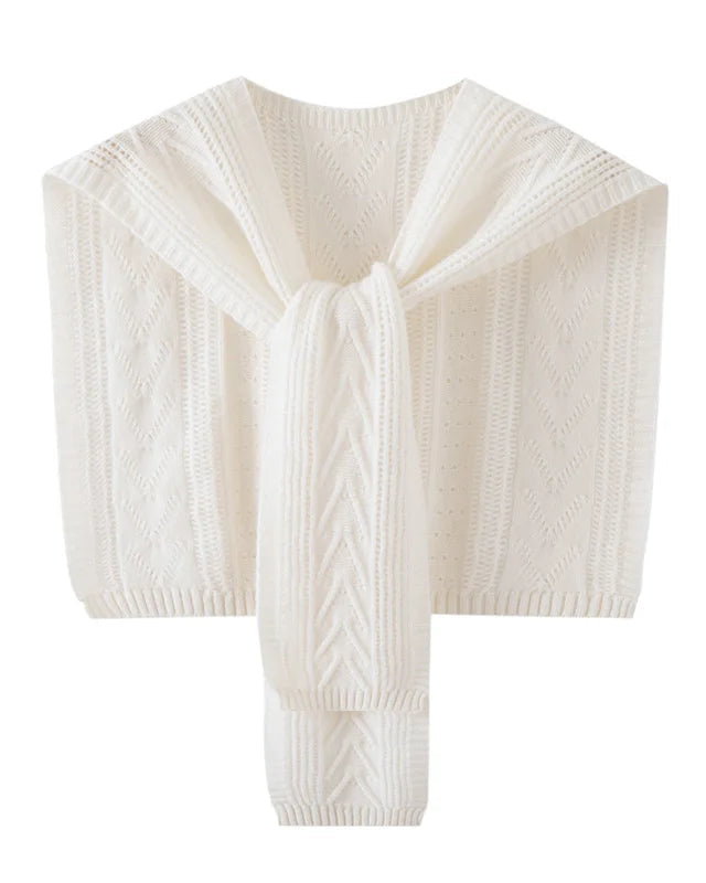 Wool Hollow Twist Knit Shawl