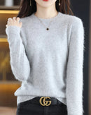 Mink Cashmere Crew Neck Knitted Sweater