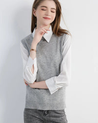 Merino Wool Sleeveless Knit Vest