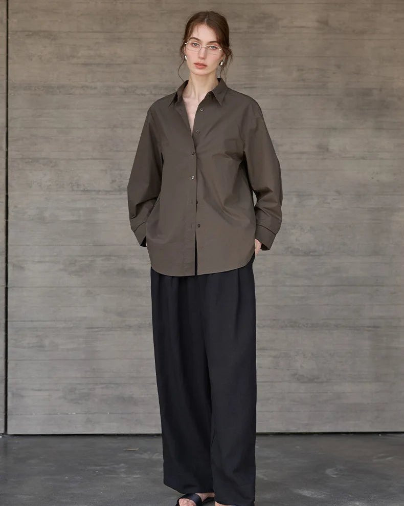 Casual Collared Single-Breasted Loose-Fitting Shirt