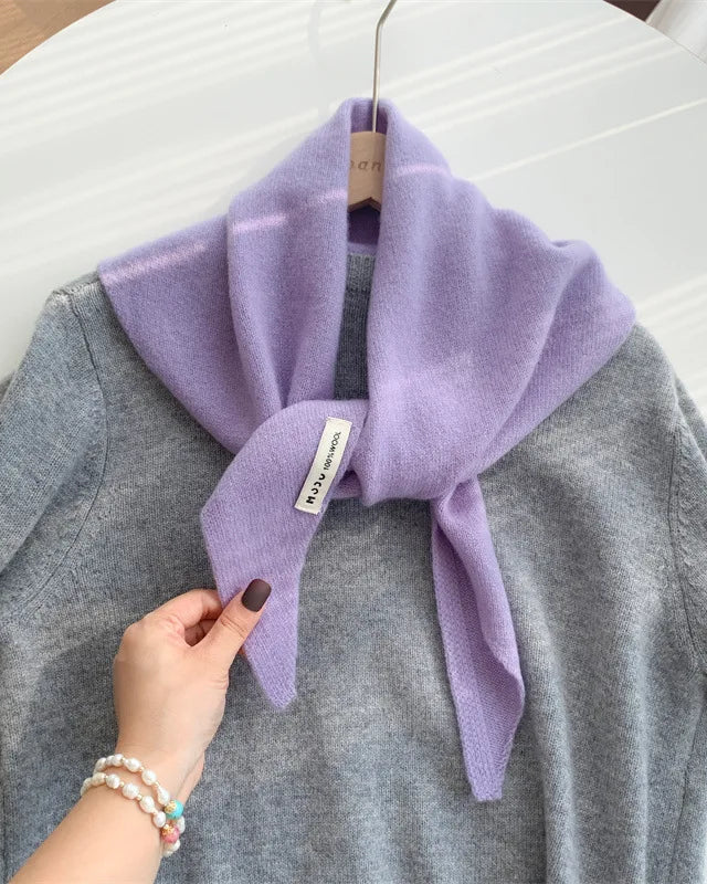 Women's Wool Knit Triangular Scarf