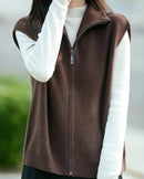 High-Neck Merino Wool Zip Vest