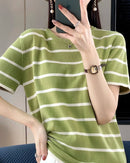 Casual Cotton Patchwork Short Sleeve Top