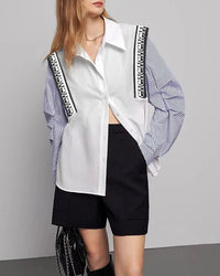 New Minimalist Striped Patchwork Shirt