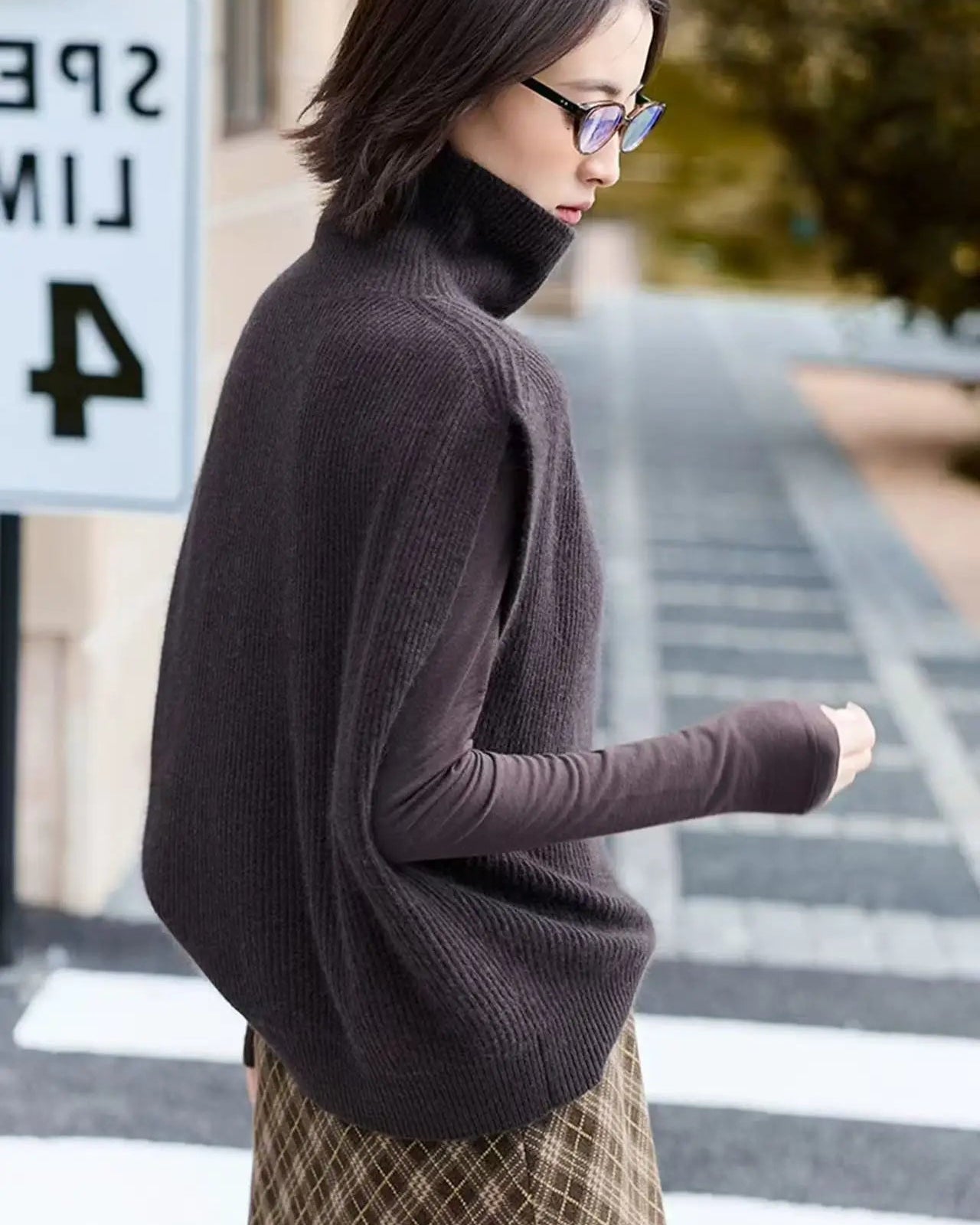 Wool Turtleneck Knit Sleeveless Vest