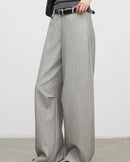 Herringbone Wide-Leg Suit Trousers