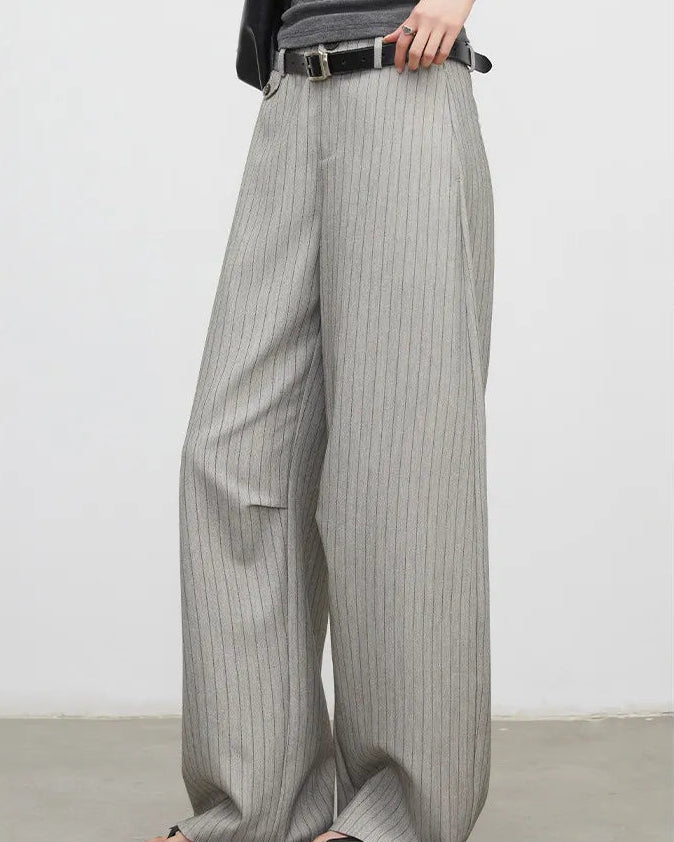 Herringbone Wide-Leg Suit Trousers