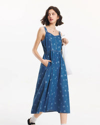 New Full-Print Refreshing Denim Maxi Dress
