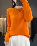 Merino Wool Seamless Half-High Collar Solid Knit Pullover