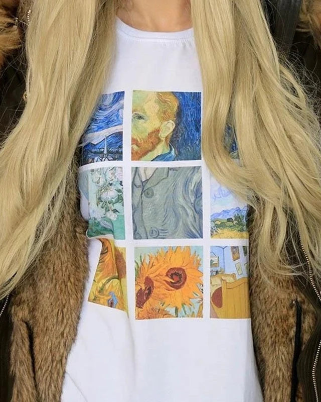 Artistic Print Vintage T-Shirt