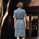 Waist-tightening High-end Long Denim Dress