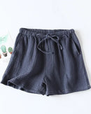 Cotton Solid Drawstring Lounge Shorts