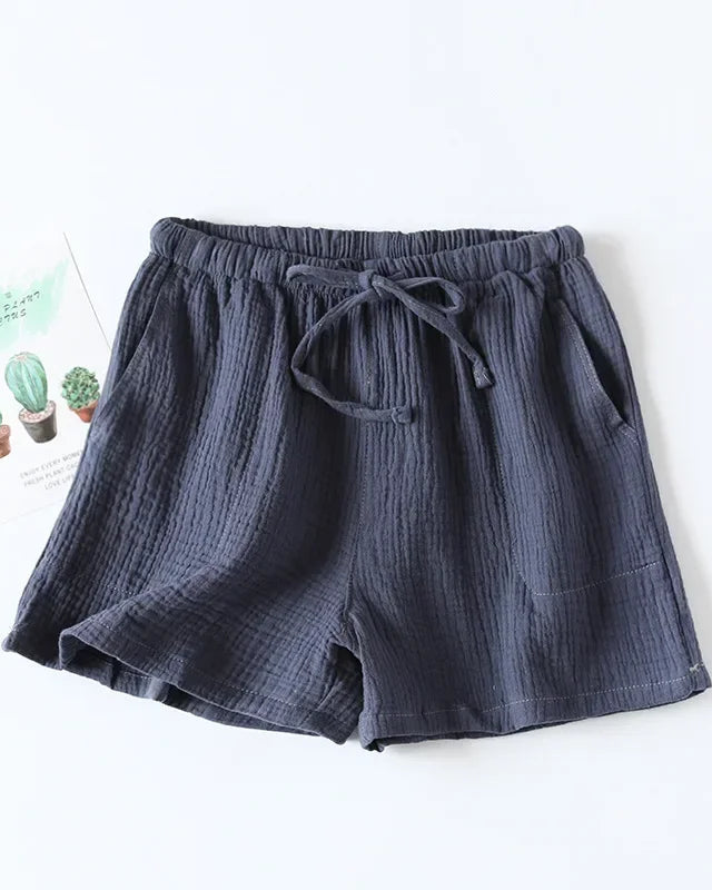 Cotton Solid Drawstring Lounge Shorts