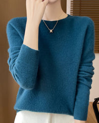 Merino Wool O-Neck Pullover Sweater