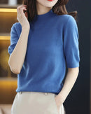 Merino Wool Mock Neck Knit Top