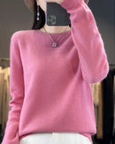 Merino Wool Seamless Half-High Collar Solid Knit Pullover