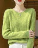 Wool O-Neck Hollow-Out Pullover Sweater