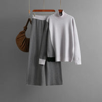 Knitted Color Block Sweater Sets