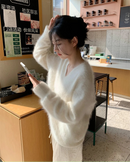 Cashmere Fluffy V-Neck Pullover