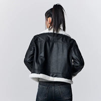 PU Leather Short Quilted Jacket