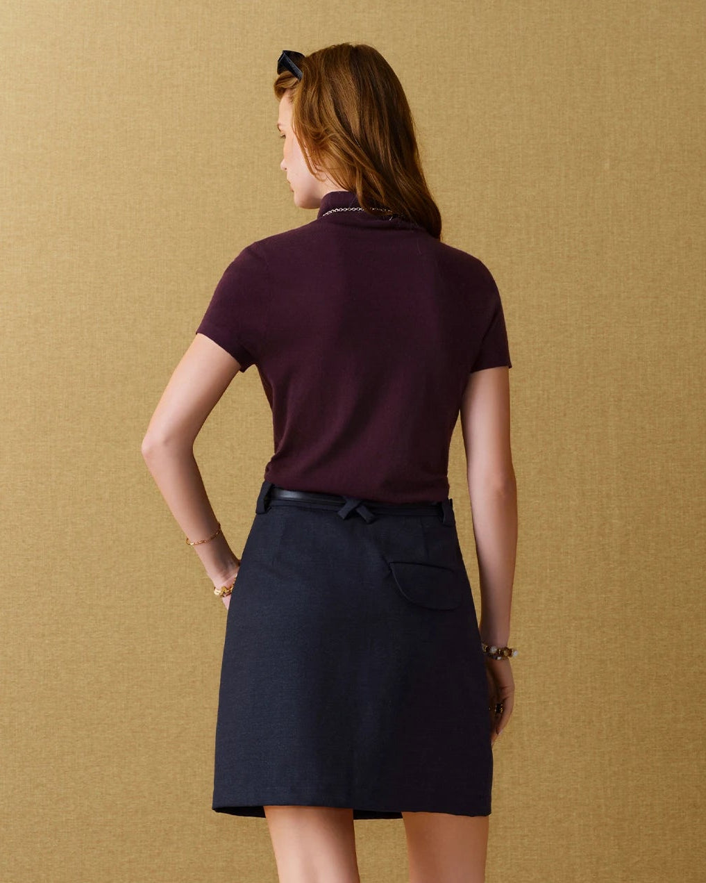 Wool Blend Mock Neck Knit Top