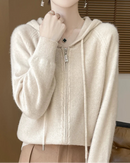 Merino Wool Hooded Zip Cardigan